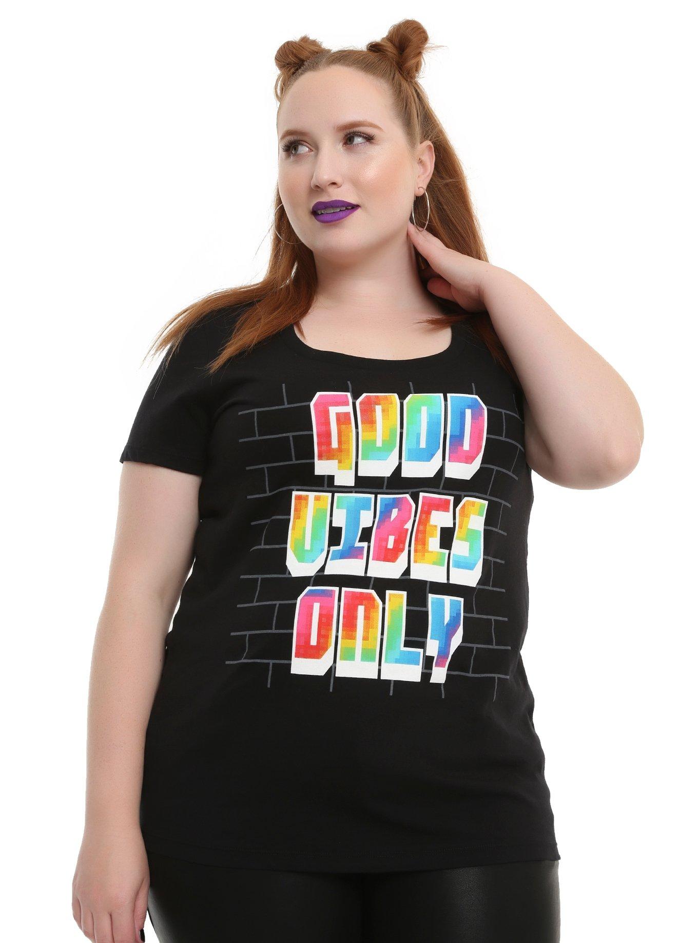 Drag Queen Merch Good Vibes Only Wall Girls T-Shirt Plus Size, BLACK, hi-res