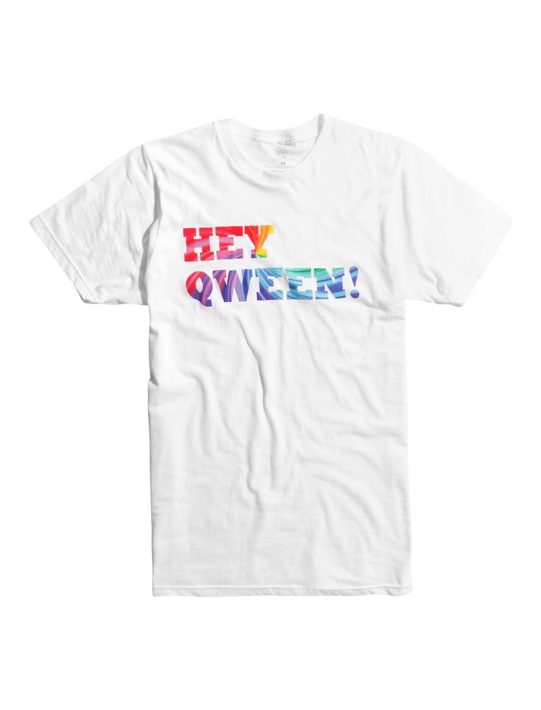 Drag Queen Merch Hey Qween Rainbow Logo T-Shirt, WHITE, hi-res