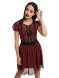 Tripp Red Plaid Black Lace Party Dress, RED, hi-res