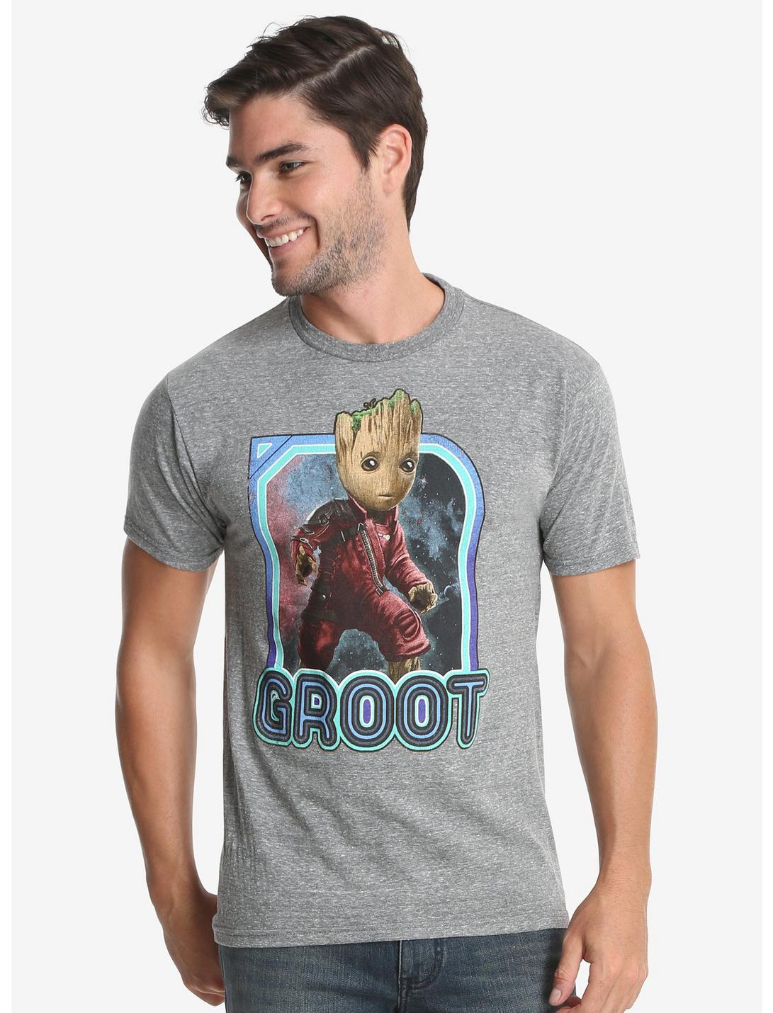 Marvel Guardians Of The Galaxy Vol. 2 Baby Groot Retro T-Shirt, GREY, hi-res