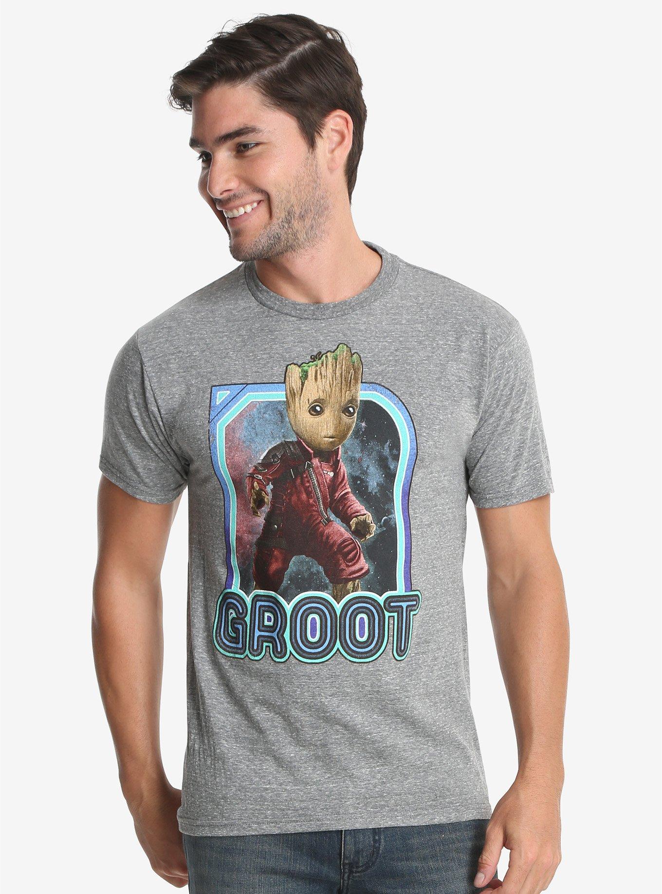 Marvel Guardians Of The Galaxy Vol. 2 Baby Groot Retro T-Shirt, GREY, hi-res