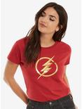 DC Comics The Flash Foil Logo Womens Tee, BURGUNDY, hi-res