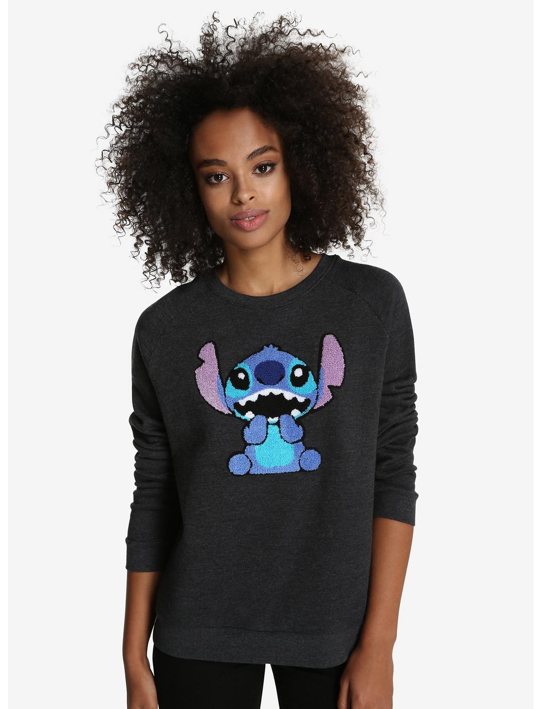 Disney Lilo & Stitch Fuzzy Womens Sweatshirt, GREY, hi-res