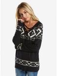 The Nightmare Before Christmas Jack Skellington Tie Front Womens Sweater - BoxLunch Exclusive, BLACK, hi-res