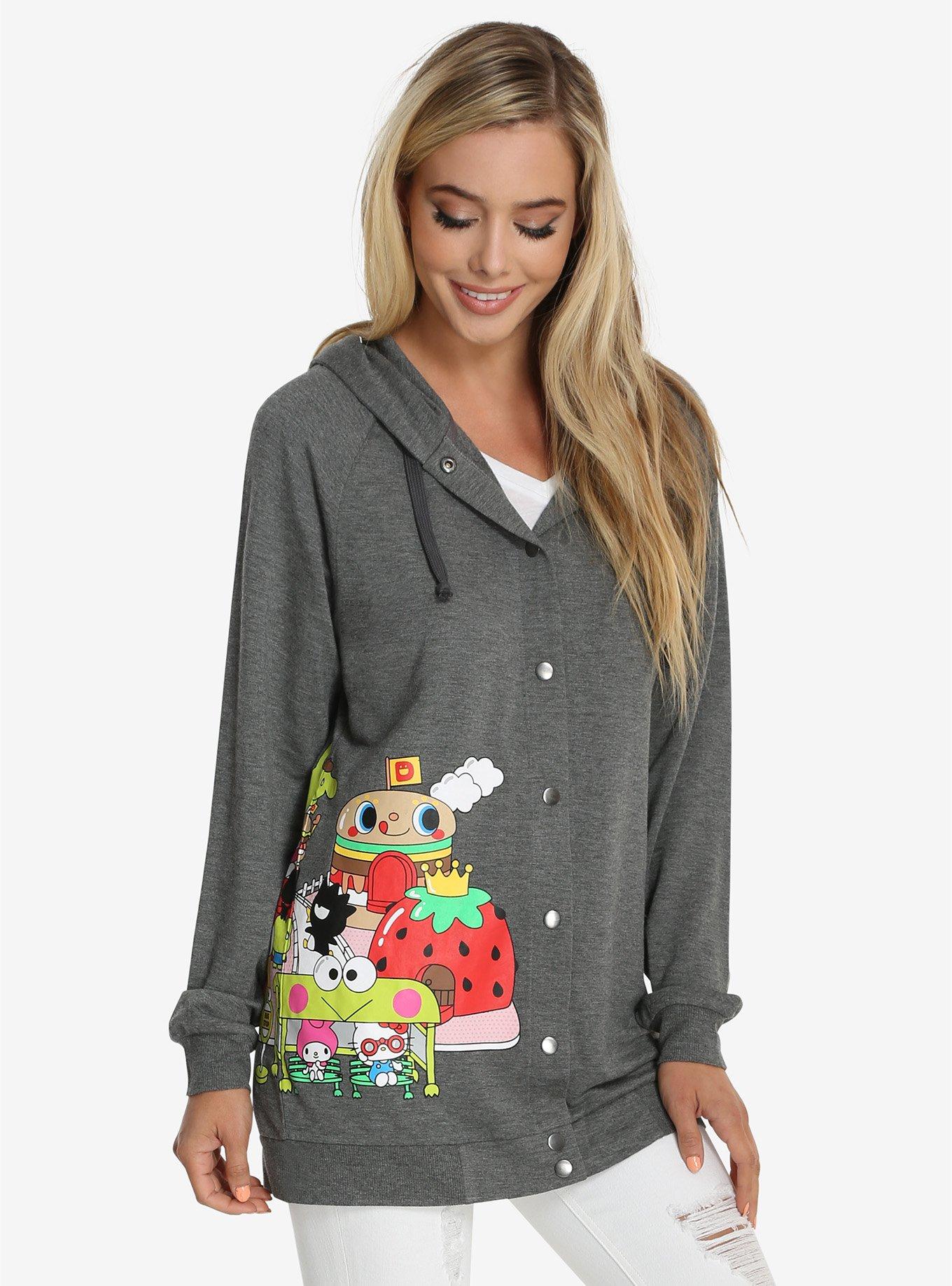 Hello Sanrio Town Womens Hoodie, GREY, hi-res