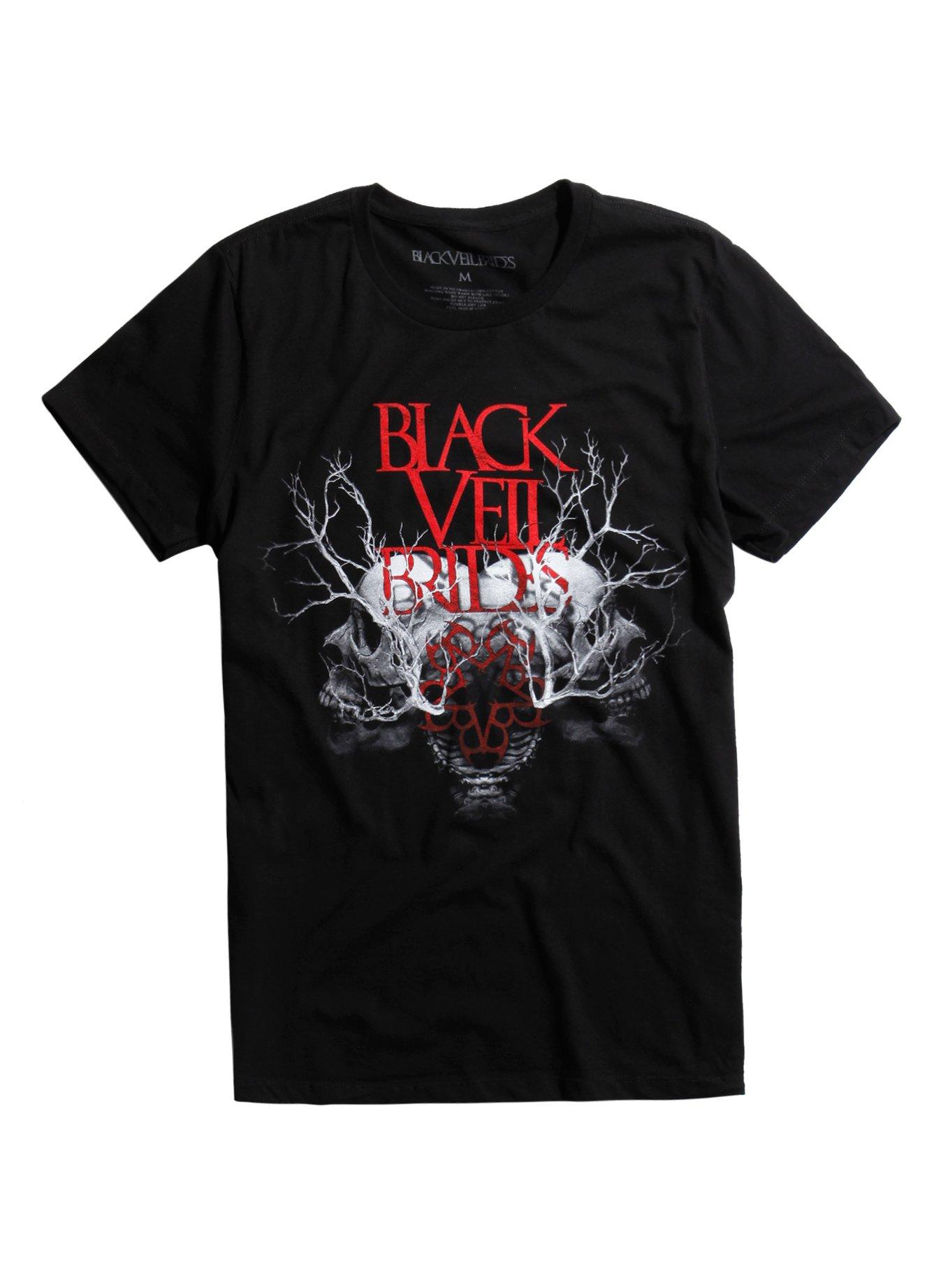 Black Veil Brides Double Skull T-Shirt, BLACK, hi-res
