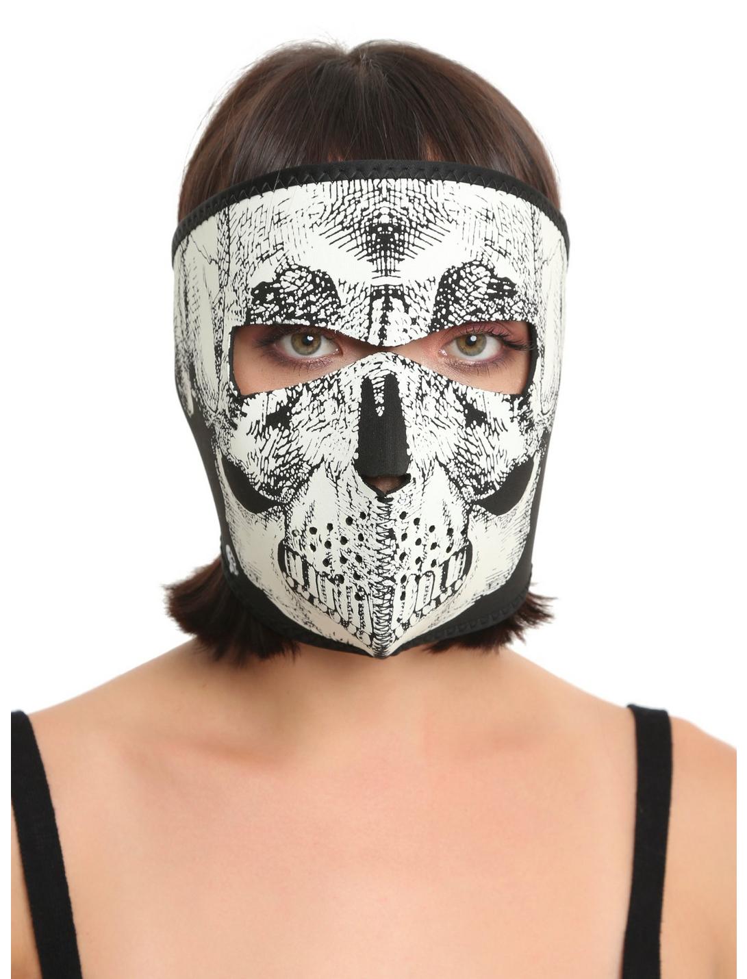 Skull Glow-In-The-Dark Neoprene Face Mask, , hi-res