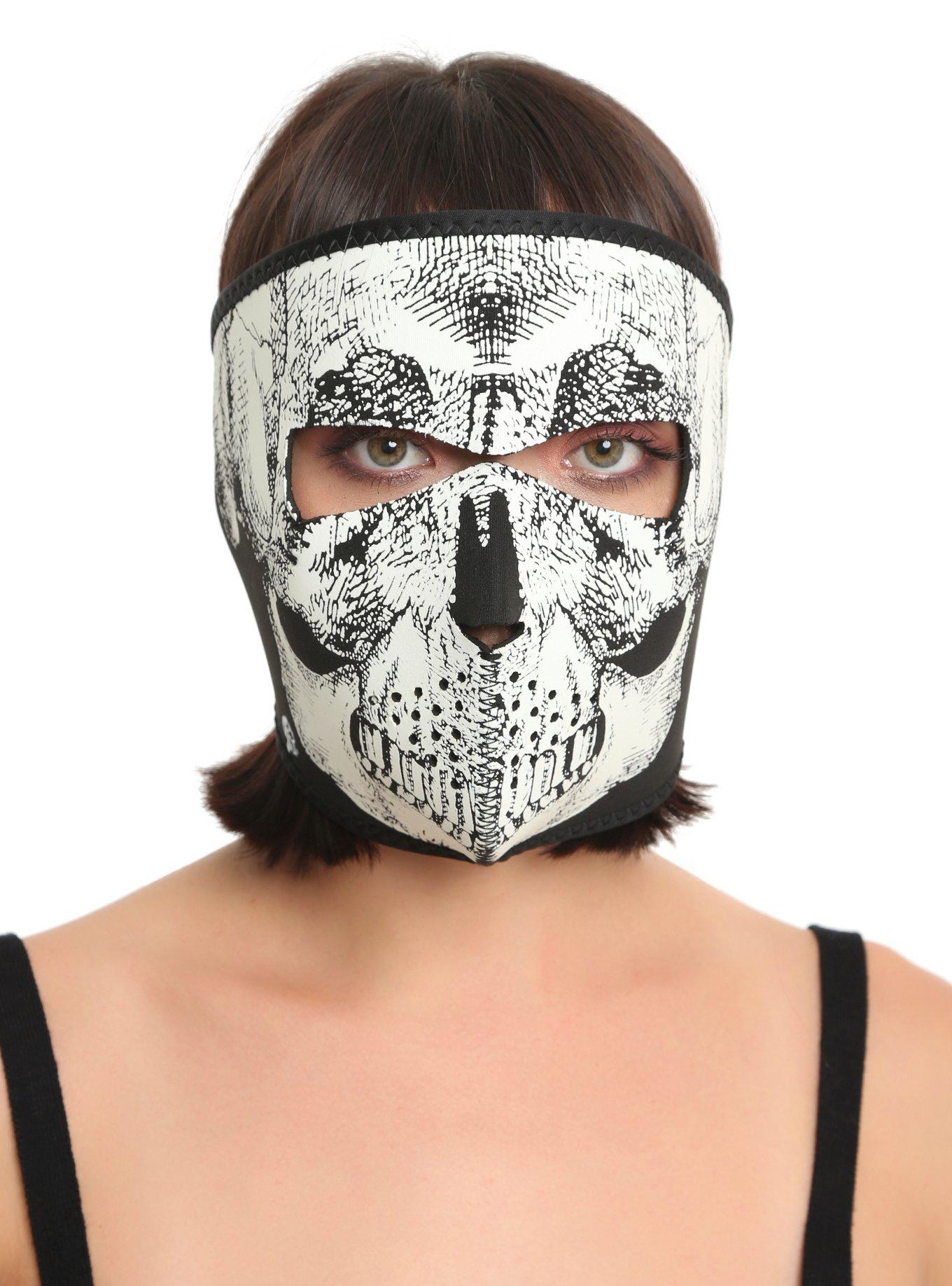 Skull Glow-In-The-Dark Neoprene Face Mask, , hi-res