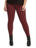 Blackheart Black & Red Stripe Zippered Stingerette Jeans Plus Size, RED, hi-res