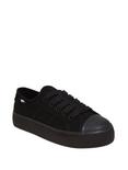 Black Canvas Glitter Sole Lace-Up Sneakers, MULTI, hi-res