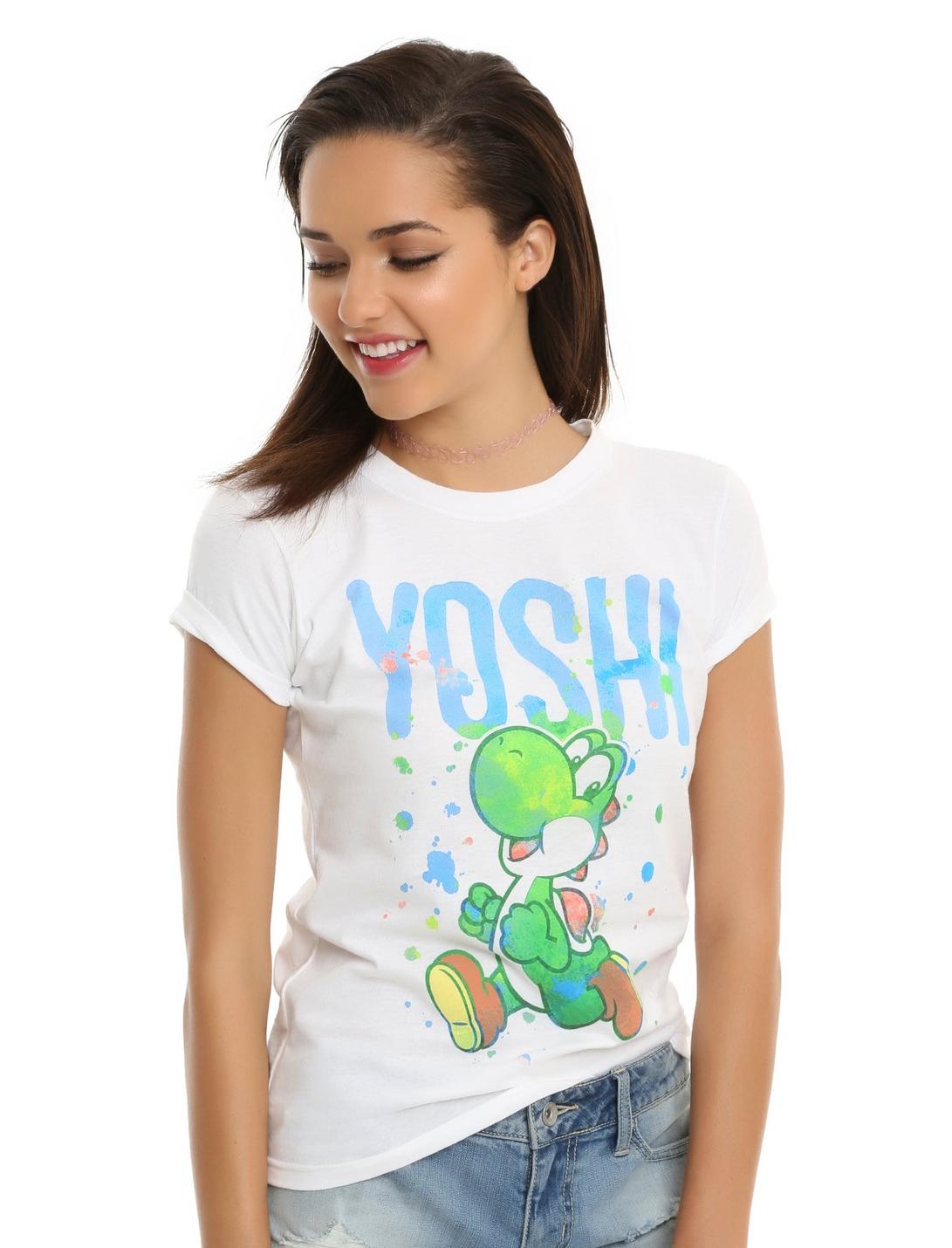 Super Mario Bros. Yoshi Watercolor Girls T-Shirt, WHITE, hi-res