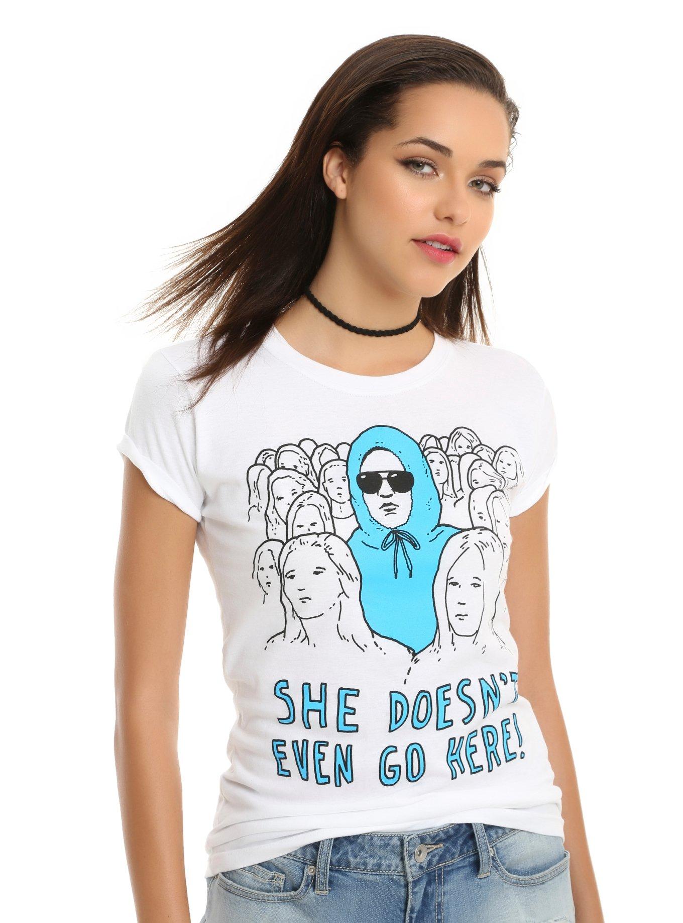 Mean Girls She Doesn't Even Go Here Damian Girls T-Shirt, WHITE, hi-res