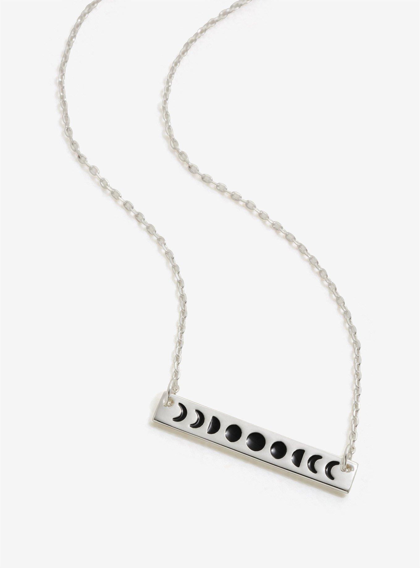 Moon Phase Silver Bar Necklace, , hi-res