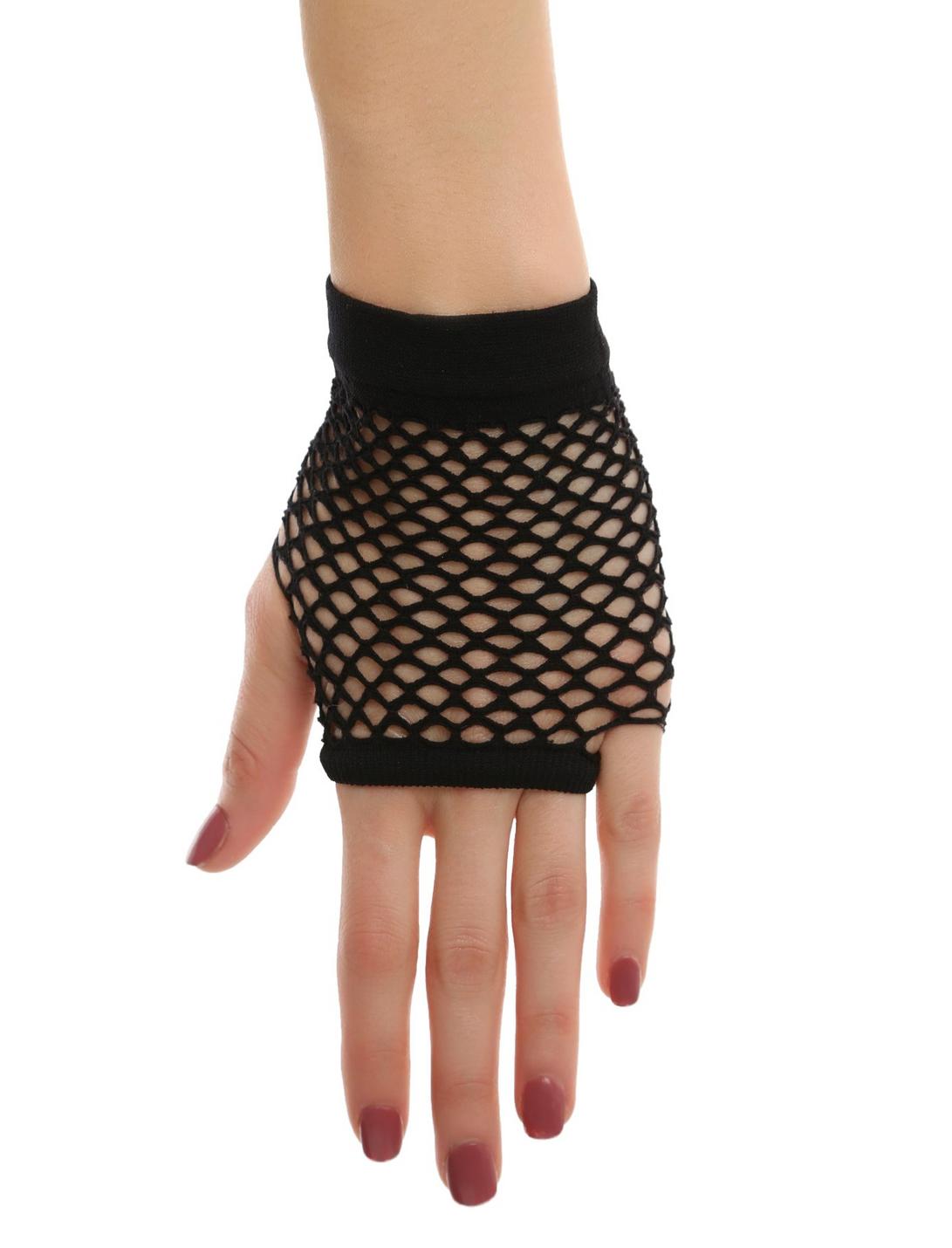 Black Fishnet Wrist Gloves, , hi-res