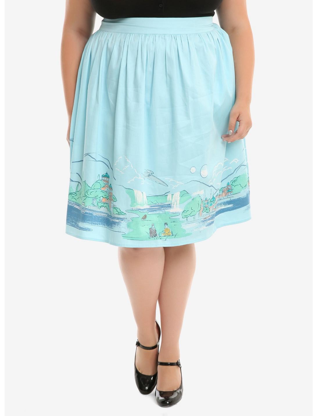 Plus Size Star Wars Naboo Landscape Woven Circle Skirt Plus Size, BLUE PRINT, hi-res