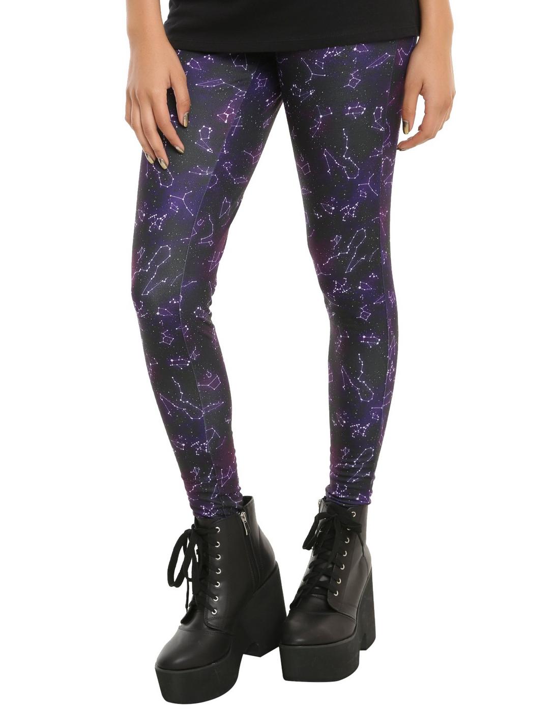 Blackheart Black & Purple Constellation Leggings, BLACK, hi-res