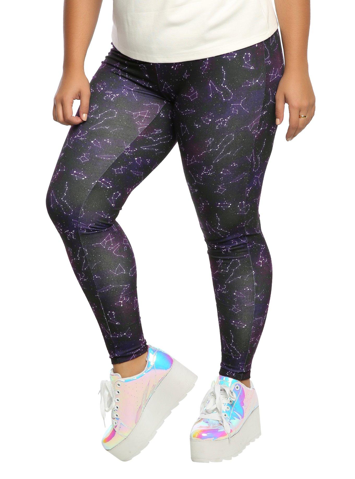 Blackheart Purple Constellation Leggings Plus Size, BLACK, hi-res