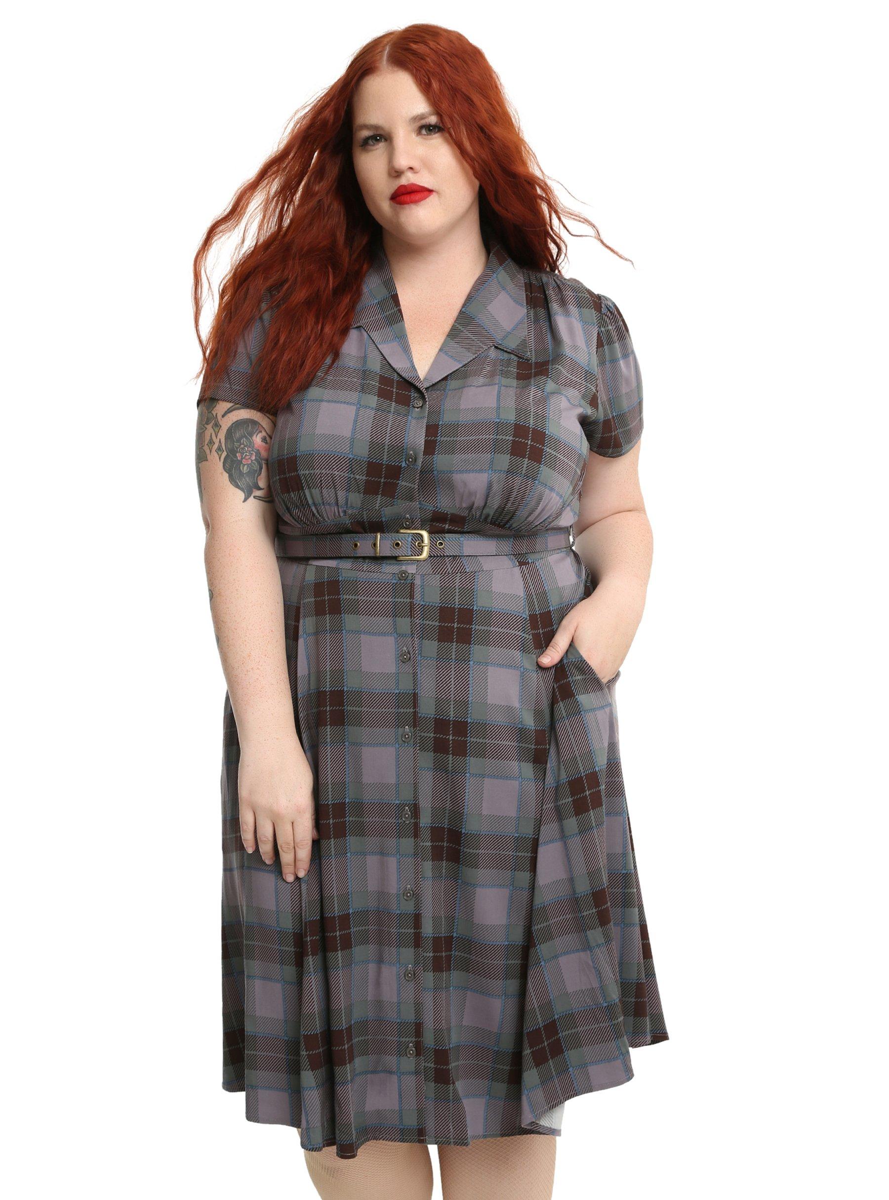 Outlander 1940's Shirt Dress Plus Size, MULTI, hi-res