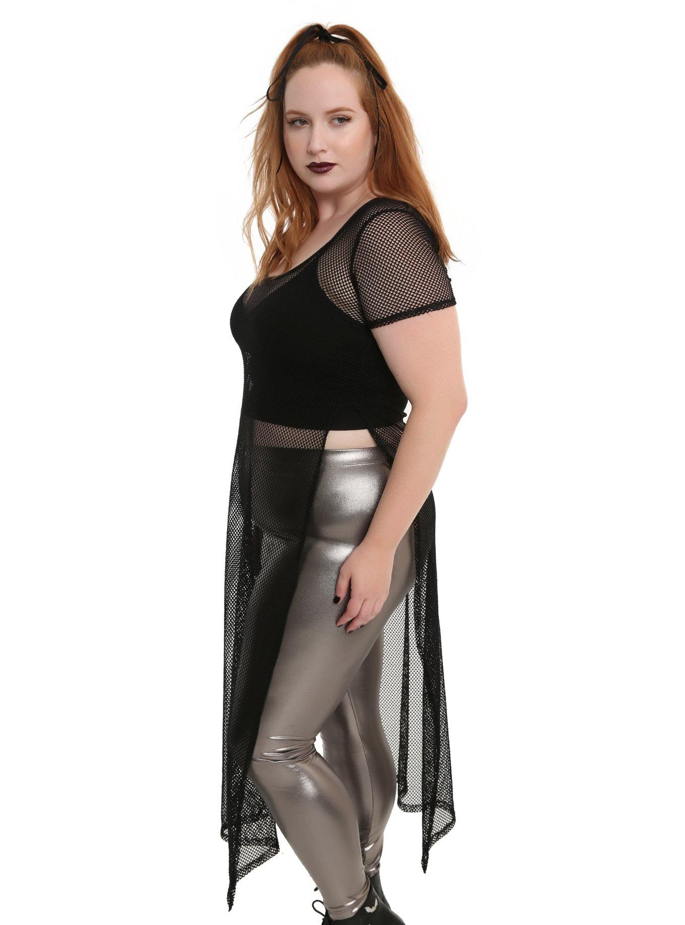Black Long Fishnet Girls Top Plus Size | Hot Topic