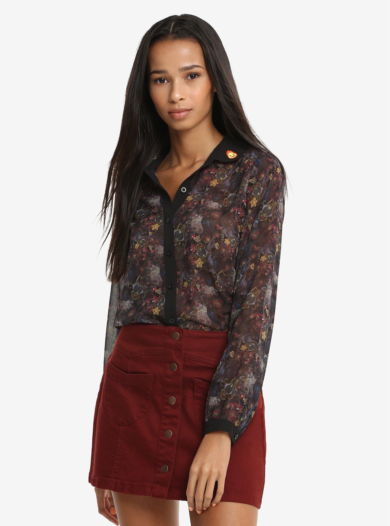 Studio Ghibli Howl's Moving Castle Calcifer Top, BLACK, hi-res