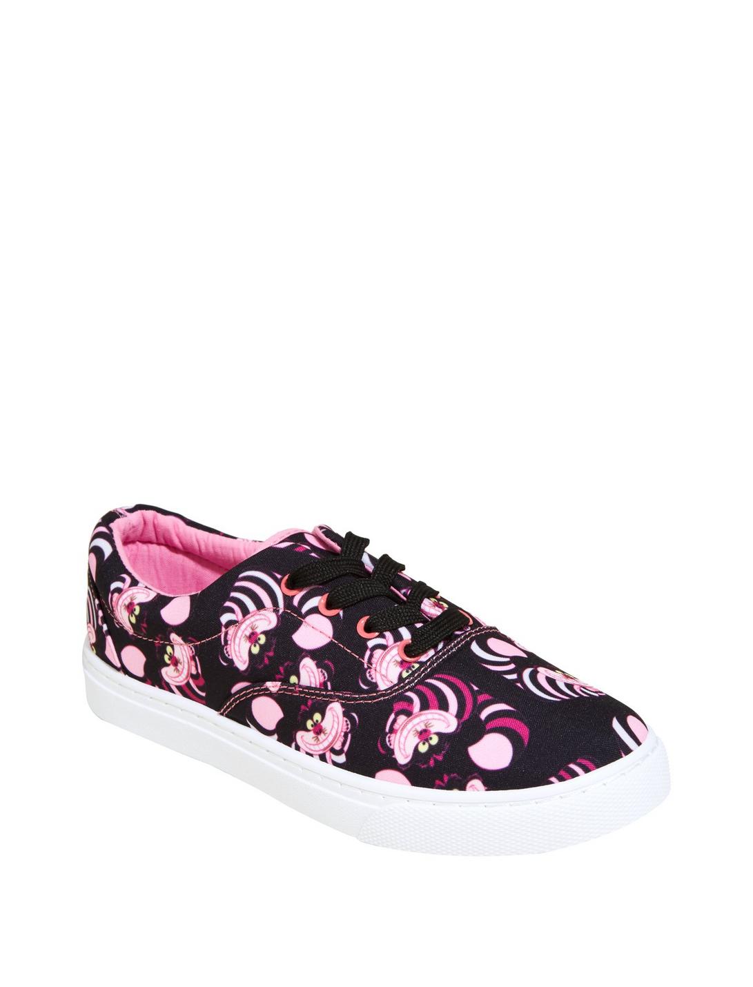 Disney Alice In Wonderland Cheshire Cat Allover Print Lace-Up Sneakers, BLACK, hi-res