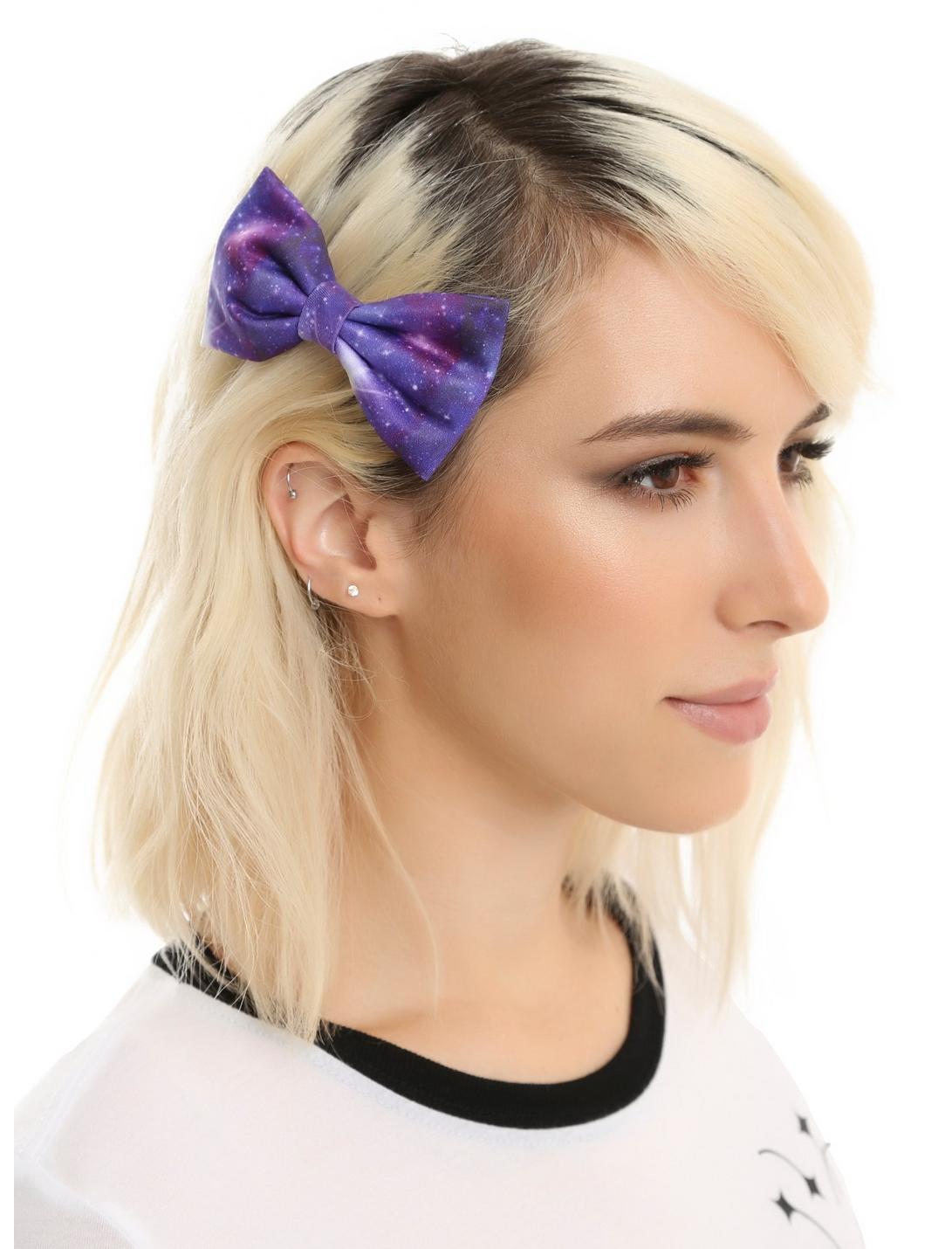Blackheart Fabric Galaxy Print Bow Hair Clip, , hi-res