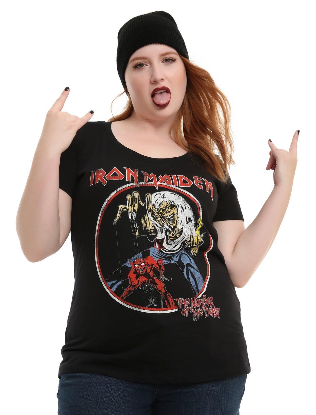 Iron Maiden Number Of The Beast Girls T-Shirt Plus Size, BLACK, hi-res