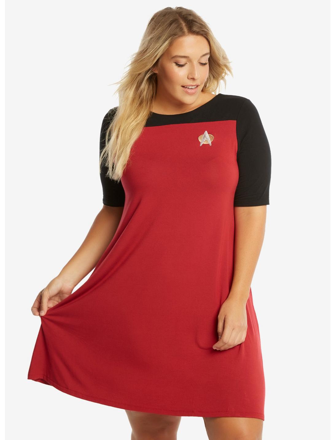 Star Trek Shift Dress Plus Size, RED, hi-res