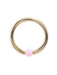14G 7/16" Pink Opal Gold Plated Surgical Steel Captive Hoop, GOLD, hi-res