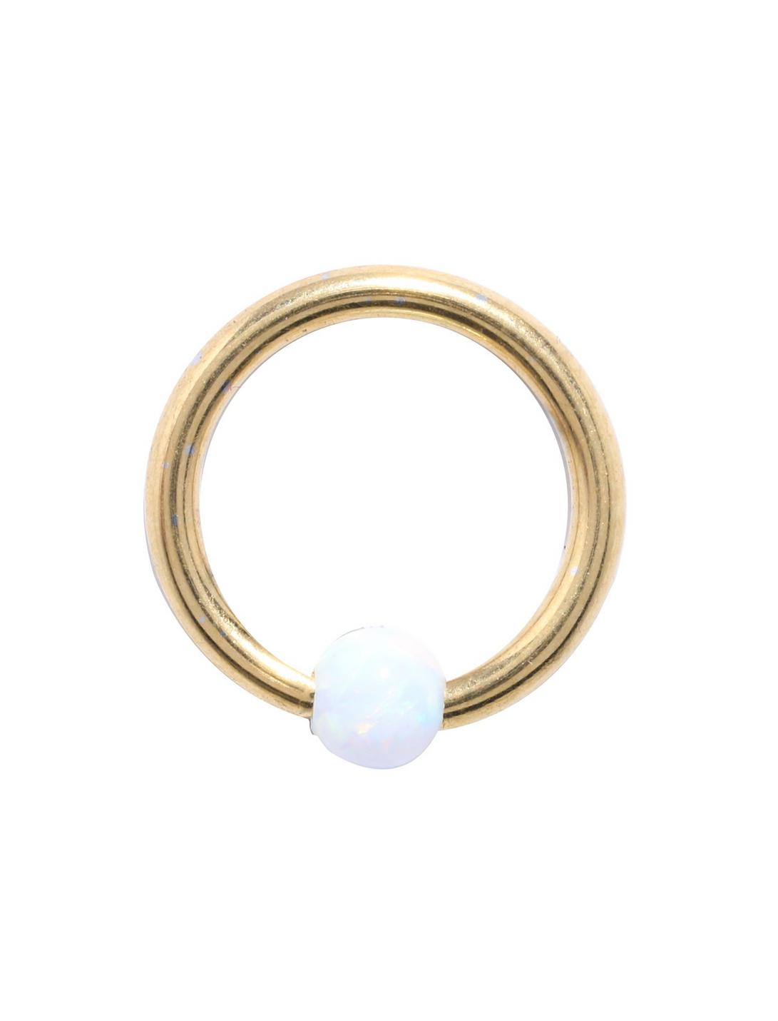 16G 5/16 Steel White & Gold Plated Captive Hoop, GOLD, hi-res