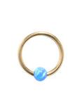 18G 5/16" Blue Opal Gold Plated Surgical Steel Captive Hoop, GOLD, hi-res
