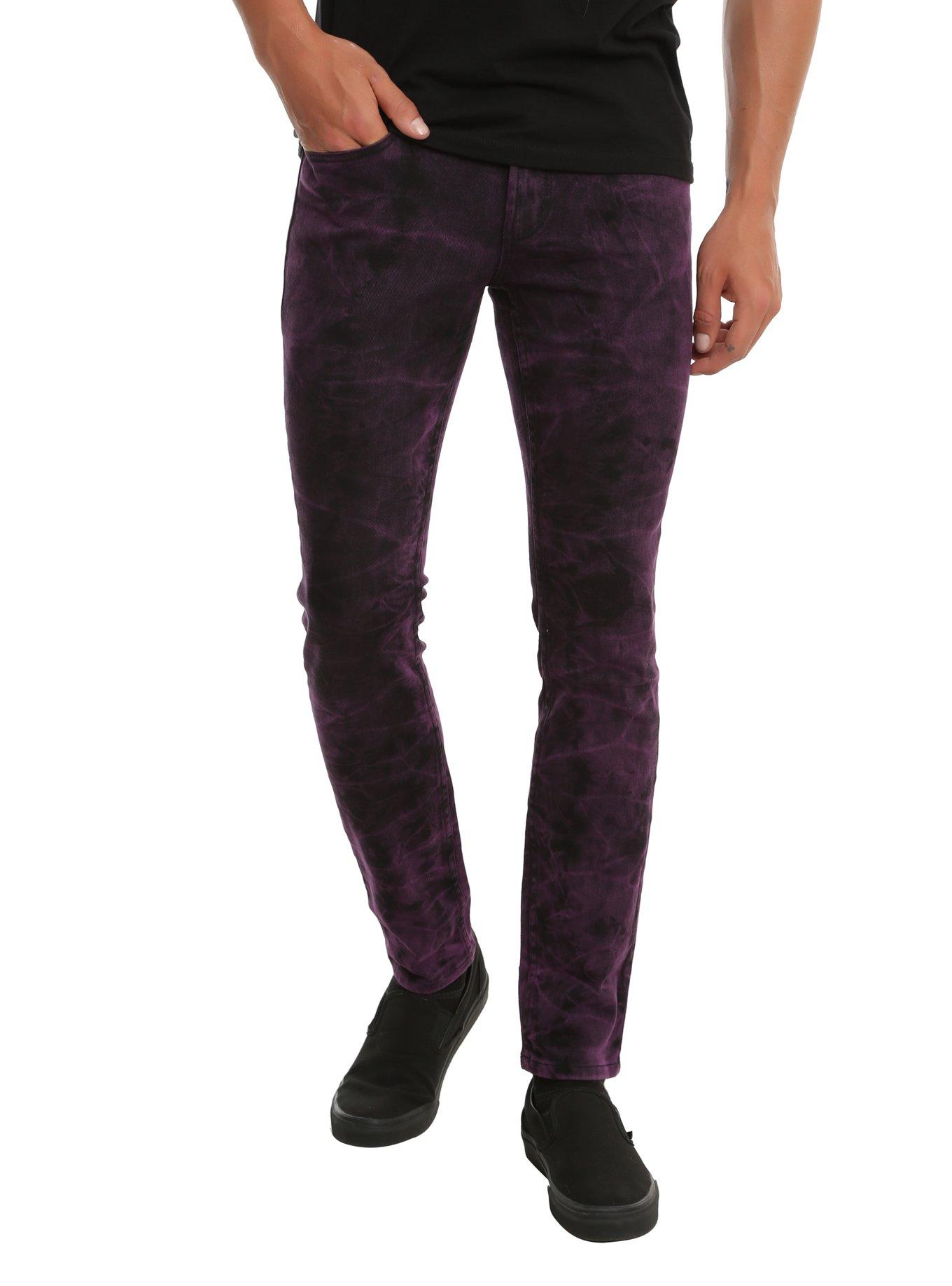 Xxx Rude 32 Inch Inseam Purple And Black Tie Dye Super Skinny Jeans Hot Topic