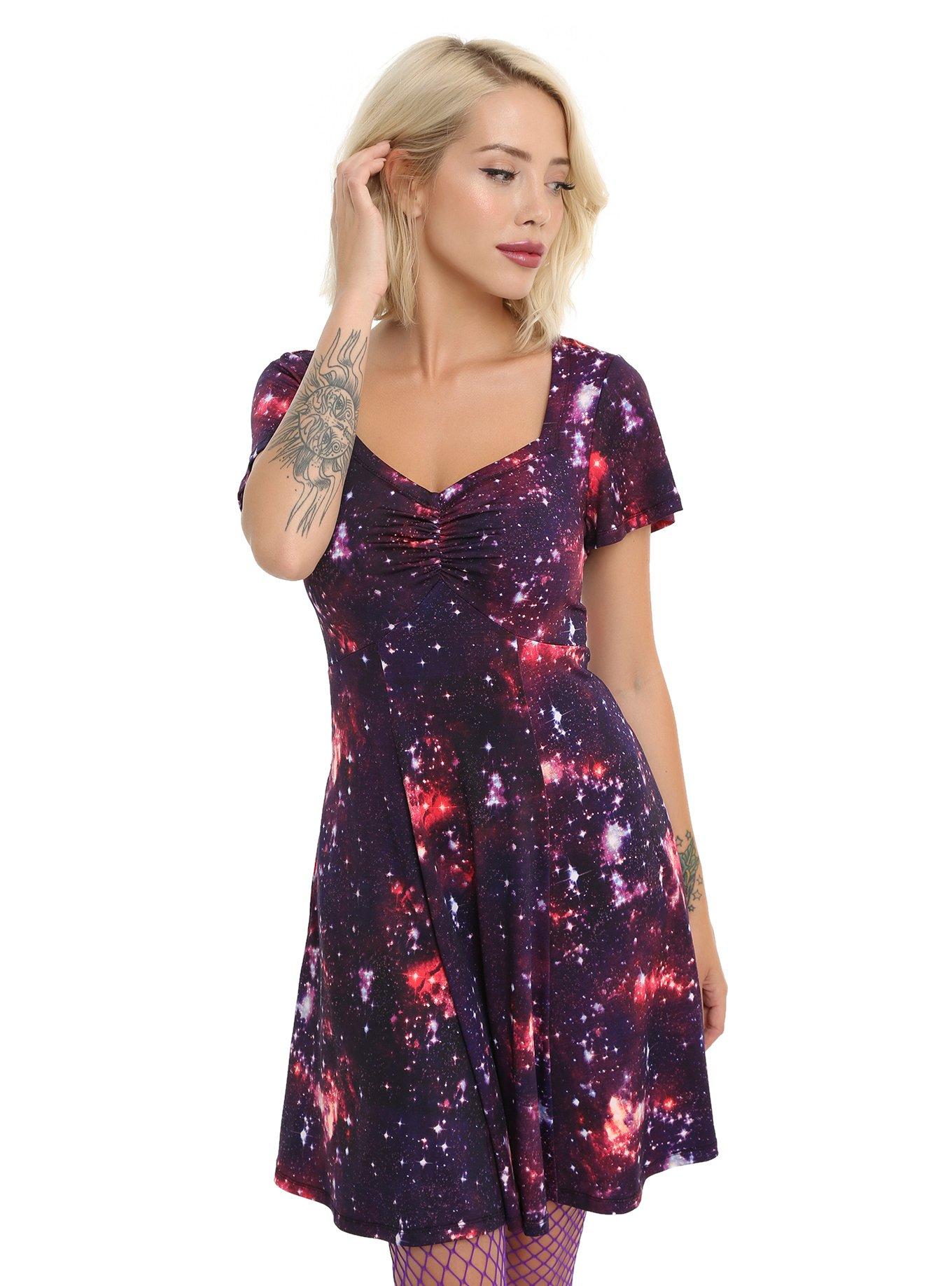 Dark Galaxy Glow-In-The-Dark Dress, BLACK, hi-res