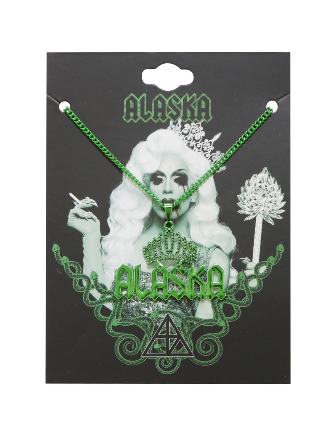 Drag Queen Merch Alaska Anodized Green Nameplate Necklace, , hi-res