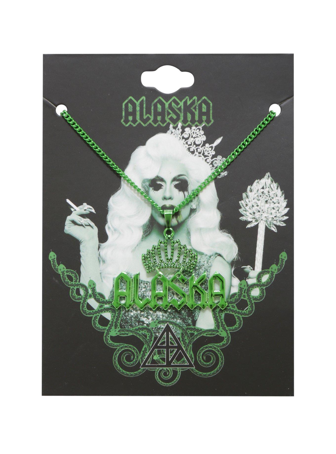 Drag Queen Merch Alaska Anodized Green Nameplate Necklace, , hi-res