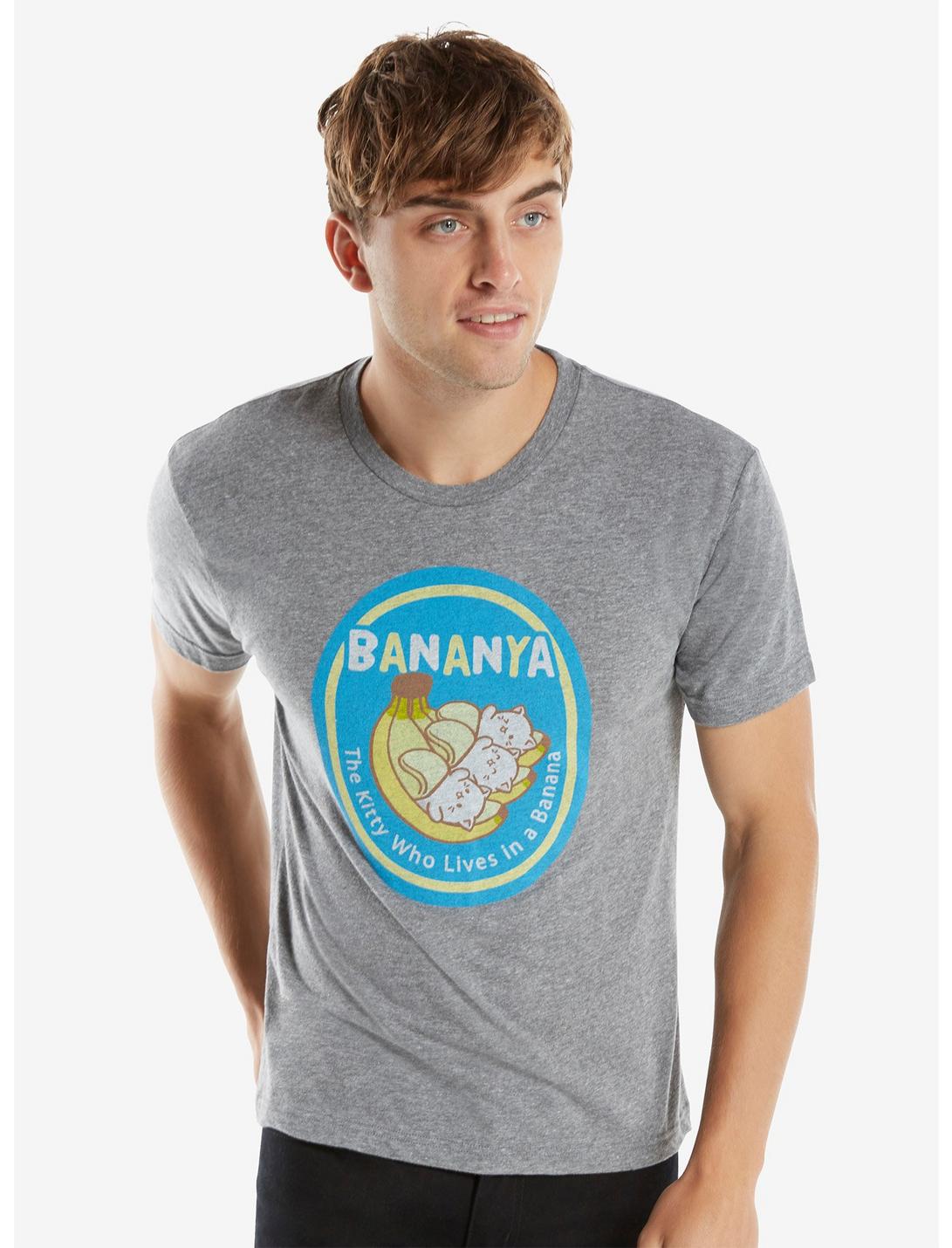 Bananya Sticker T-Shirt, HEATHER GREY, hi-res
