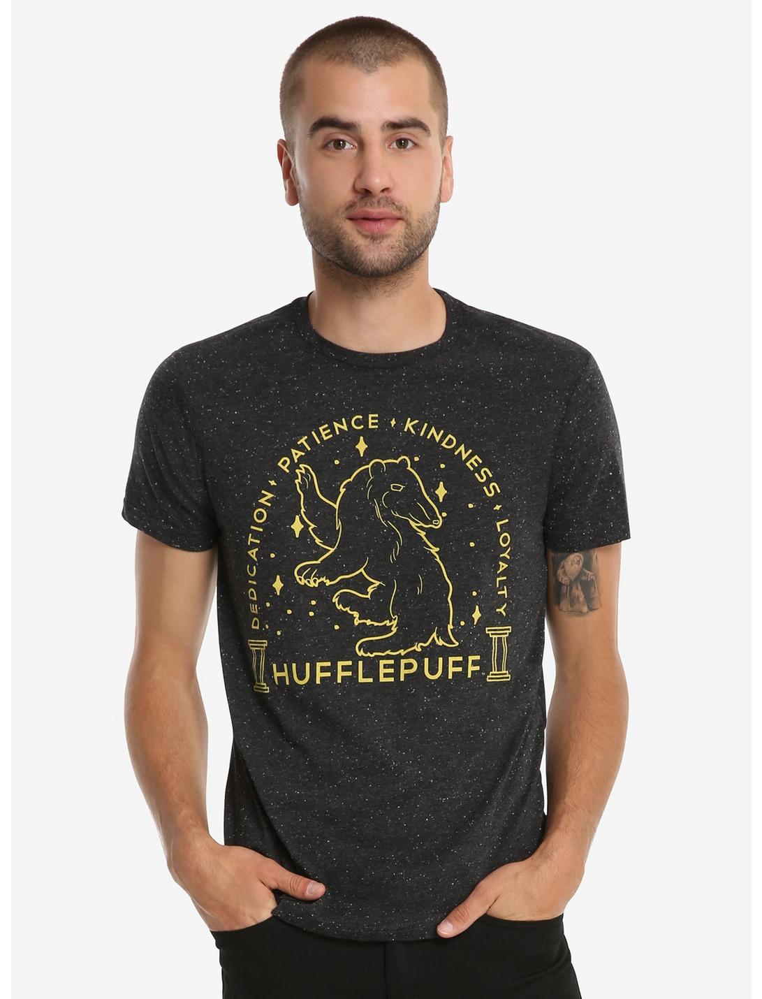 Harry Potter Hufflepuff Sketch T-Shirt - BoxLunch Exclusive, BLACK, hi-res