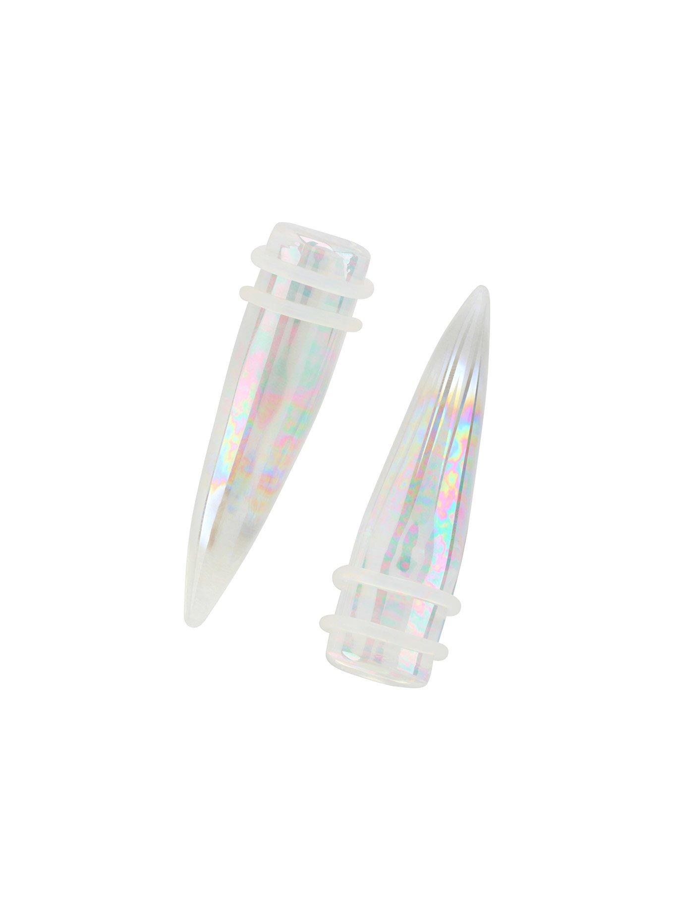Iridescent Glass Taper Plugs 2 Pack, MULTI, hi-res