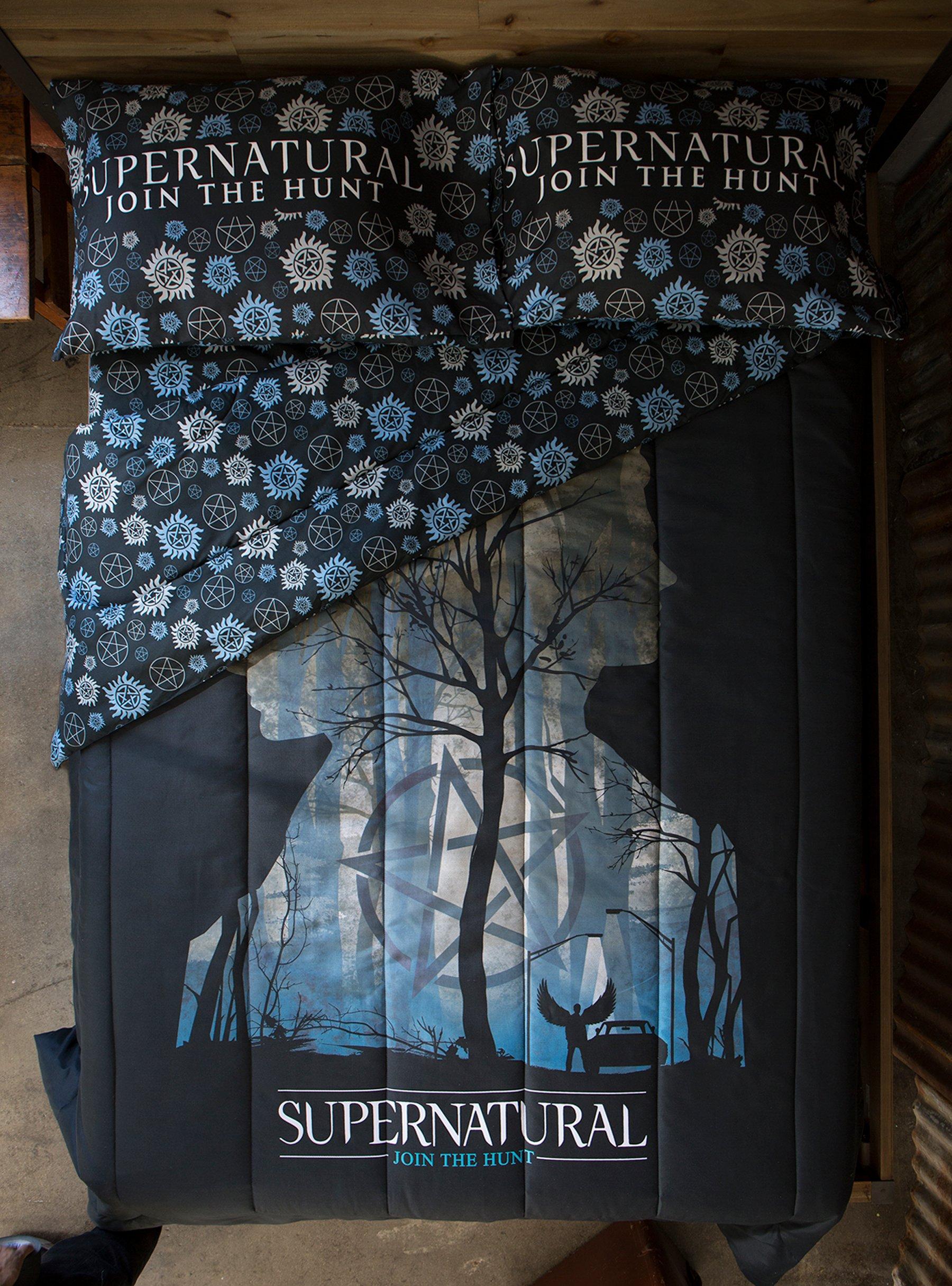 Supernatural Silhouette Symbols Full/Queen Comforter, , hi-res