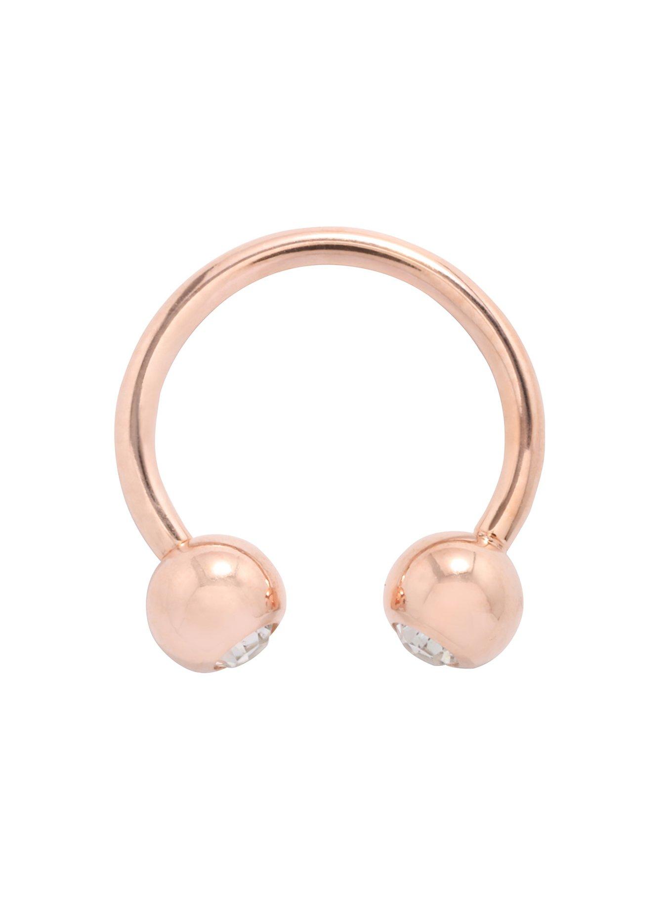 16G Clear CZ Gem Surgical Steel Circular Barbell, GOLD, hi-res