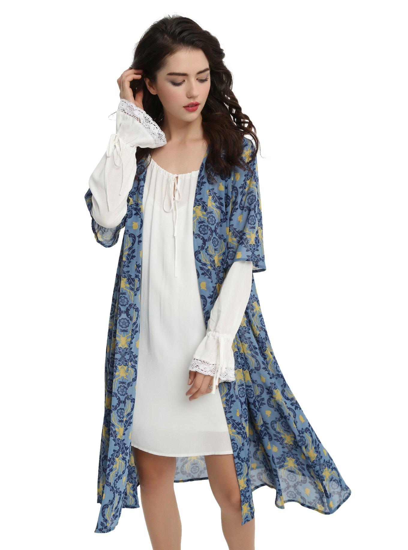 Outlander Damask Kimono, BLUE, hi-res