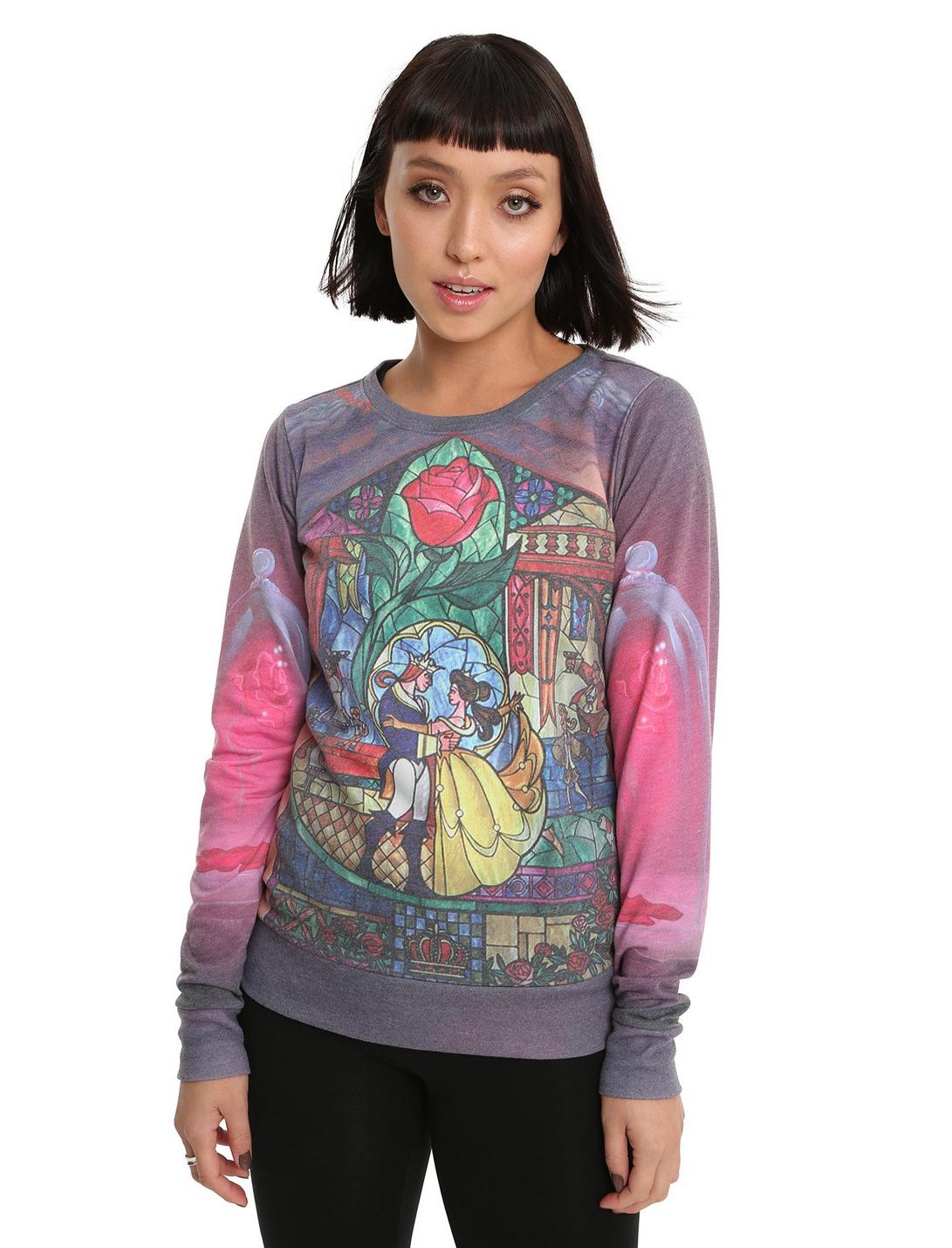 Disney Beauty And The Beast Stained Glass Girls Pullover Top, MULTI, hi-res