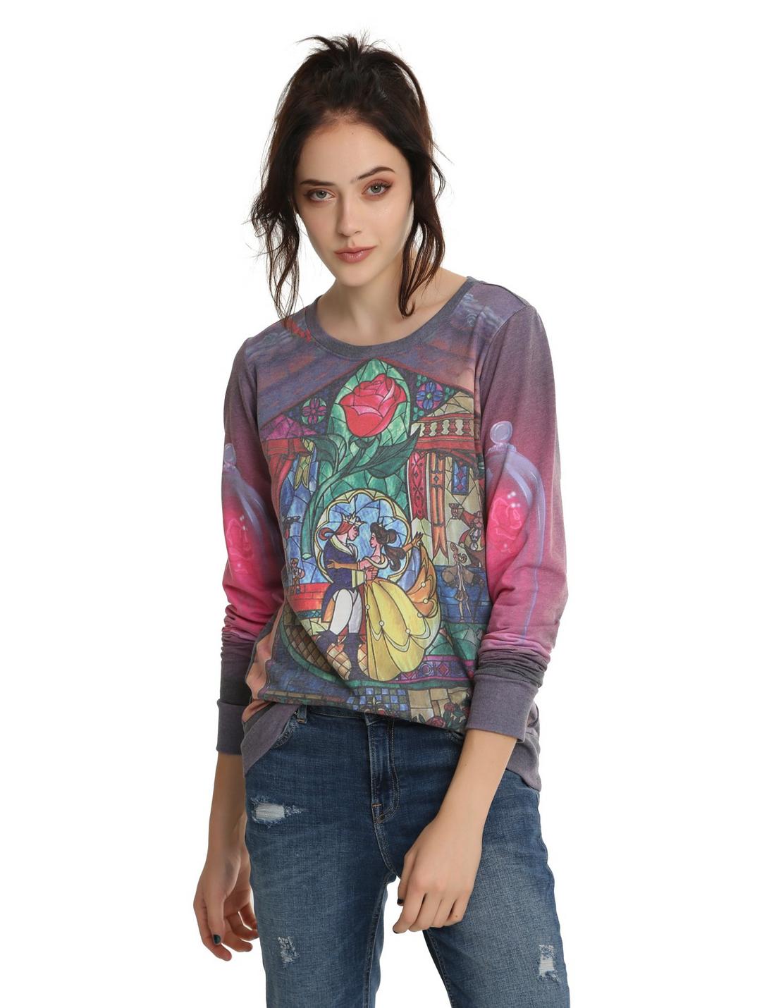 Disney Beauty And The Beast Stained Glass Girls Pullover Top, MULTI, hi-res
