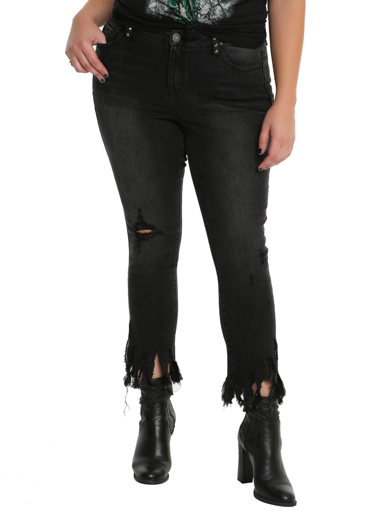 Almost Famous Black Frayed Hem Skinny Jeans Plus Size Hot Topic 7934