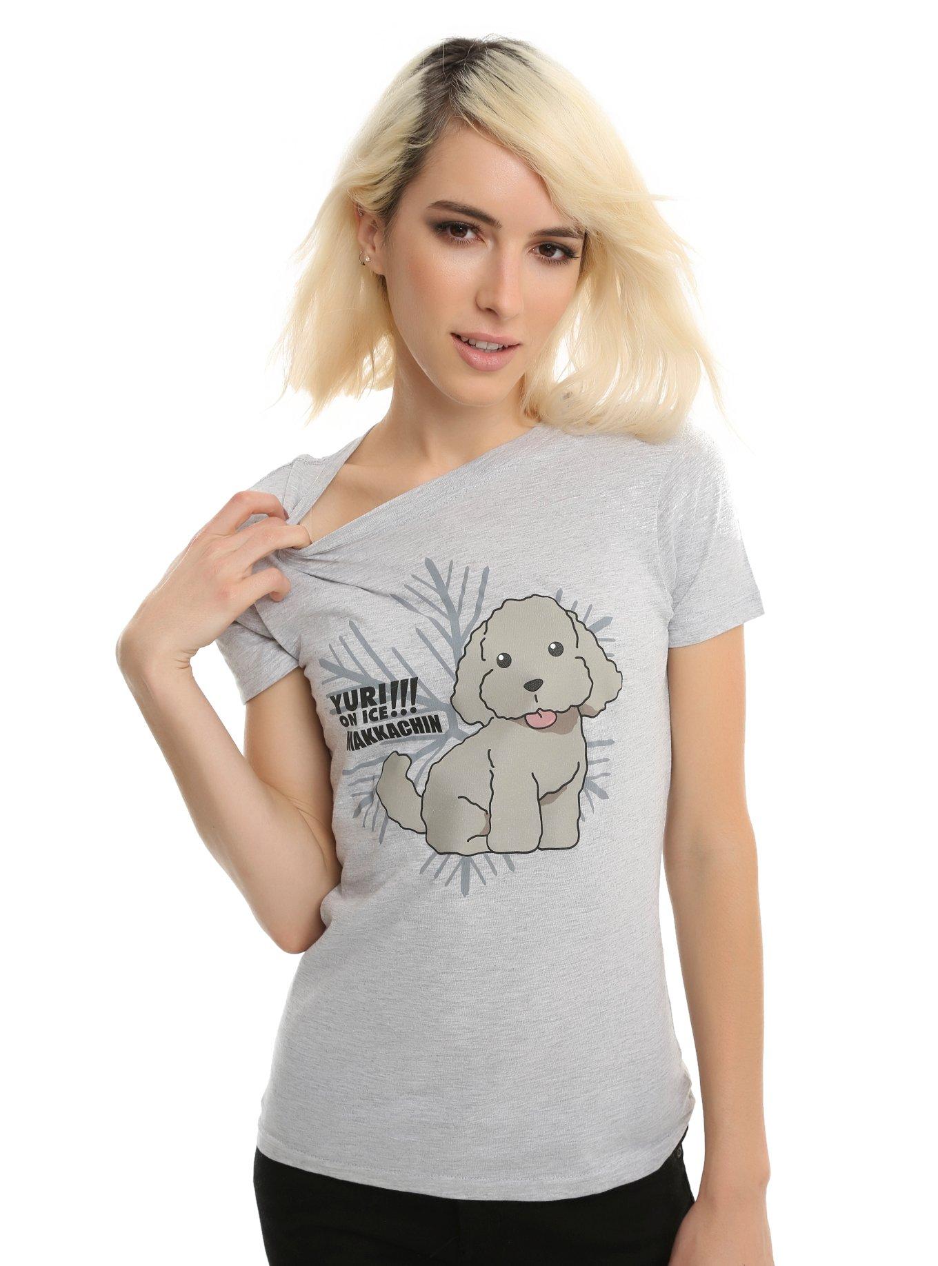 Yuri!!! On Ice Makkachin Snowflake Girls T-Shirt, GREY, hi-res