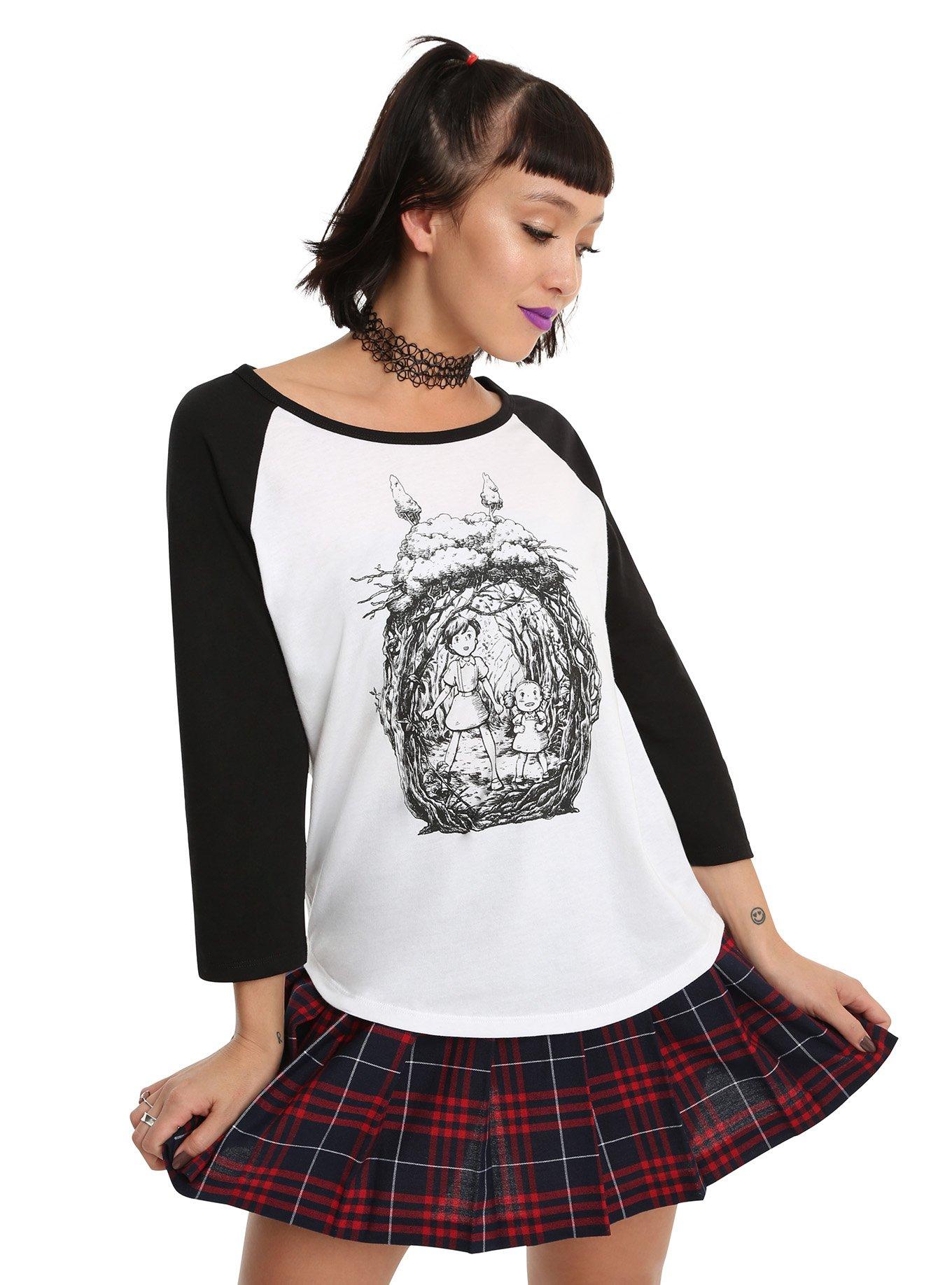 Her Universe Studio Ghibli My Neighbor Totoro Stencil Girls Raglan, WHITE, hi-res