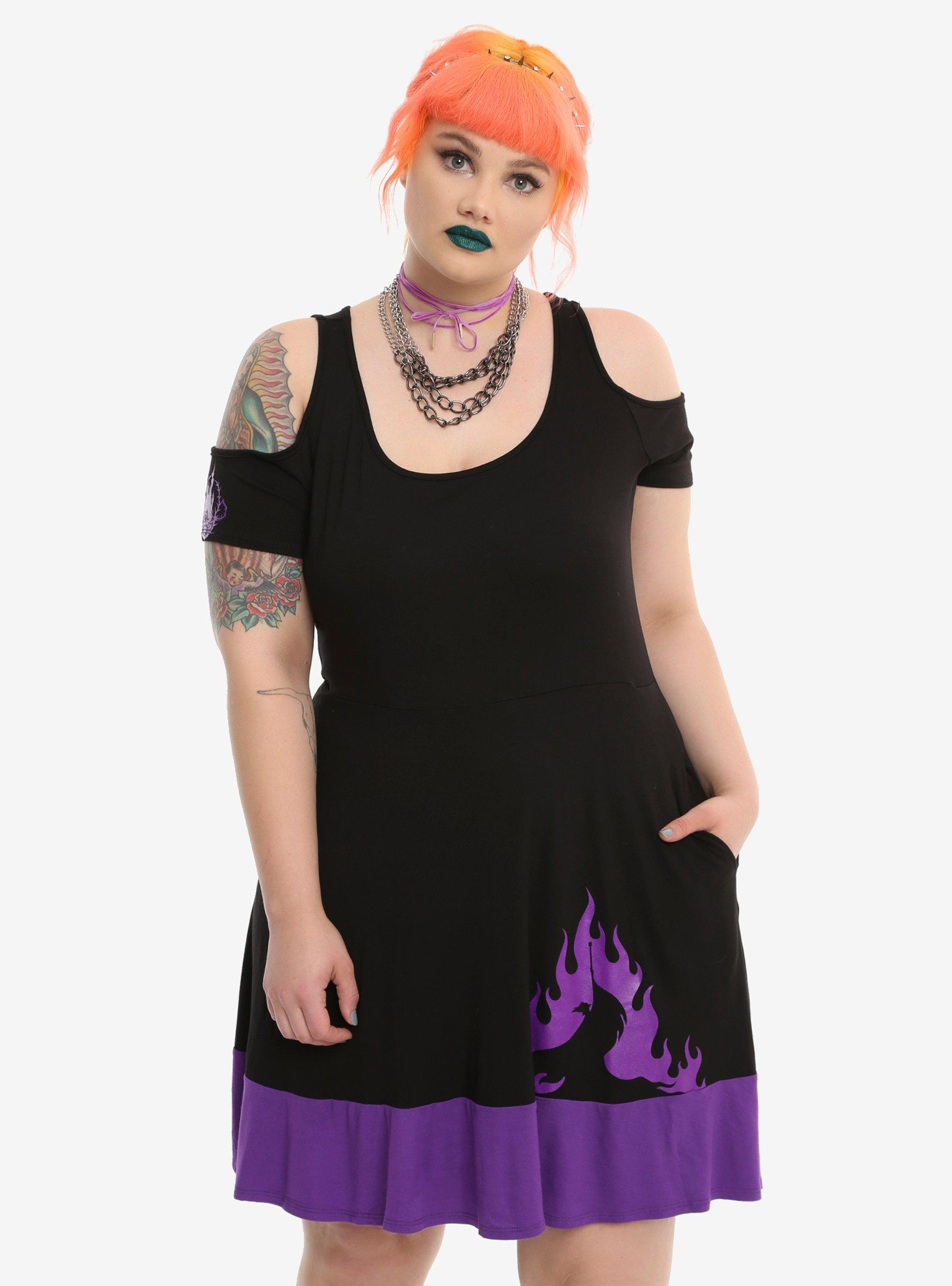 Disney Maleficent Cold Shoulder Dress Plus Size, PURPLE, hi-res