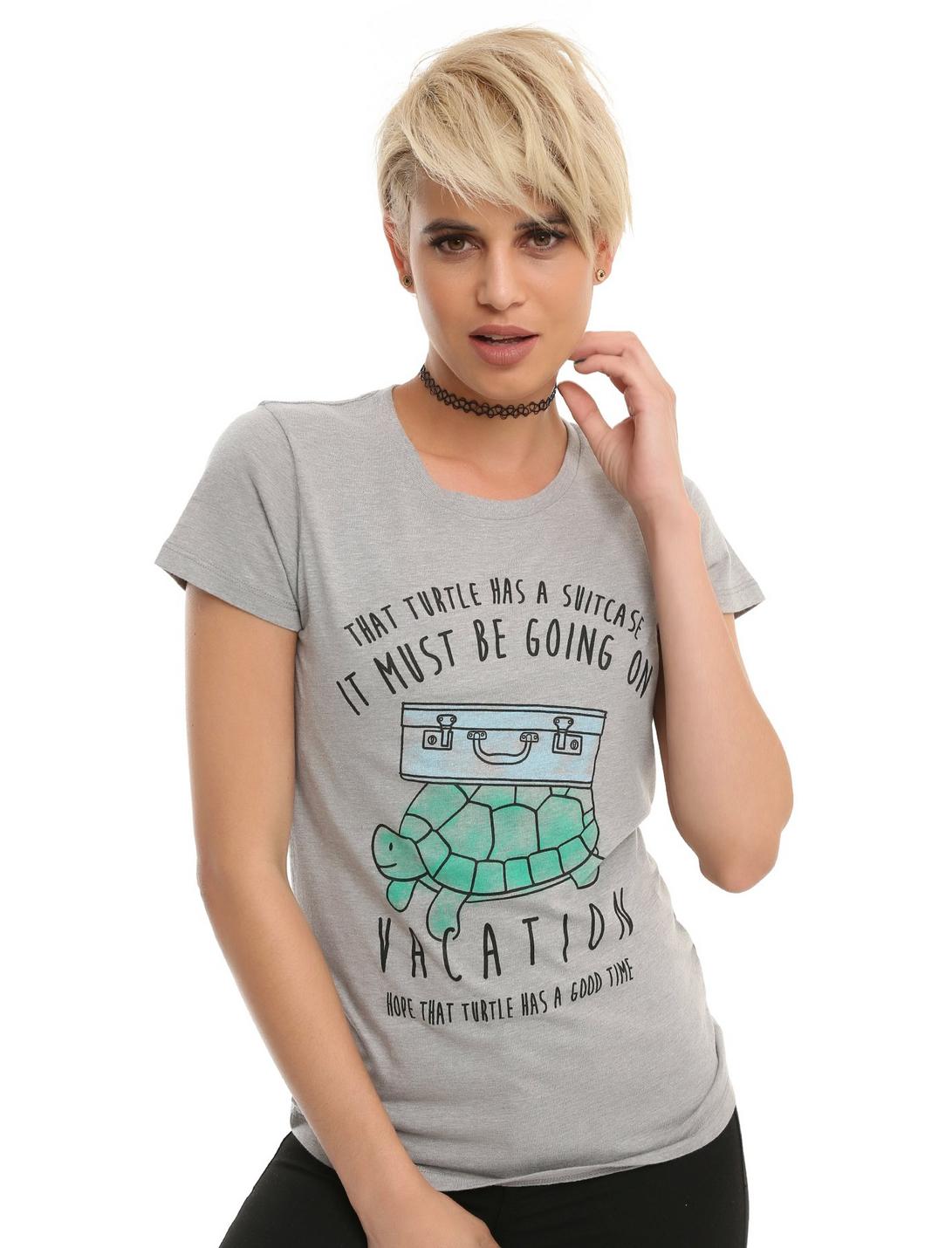 Turtle On Vacation Girls T-Shirt, GREY, hi-res