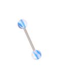 14G Steel Blue And White Tongue Barbell, SILVER, hi-res