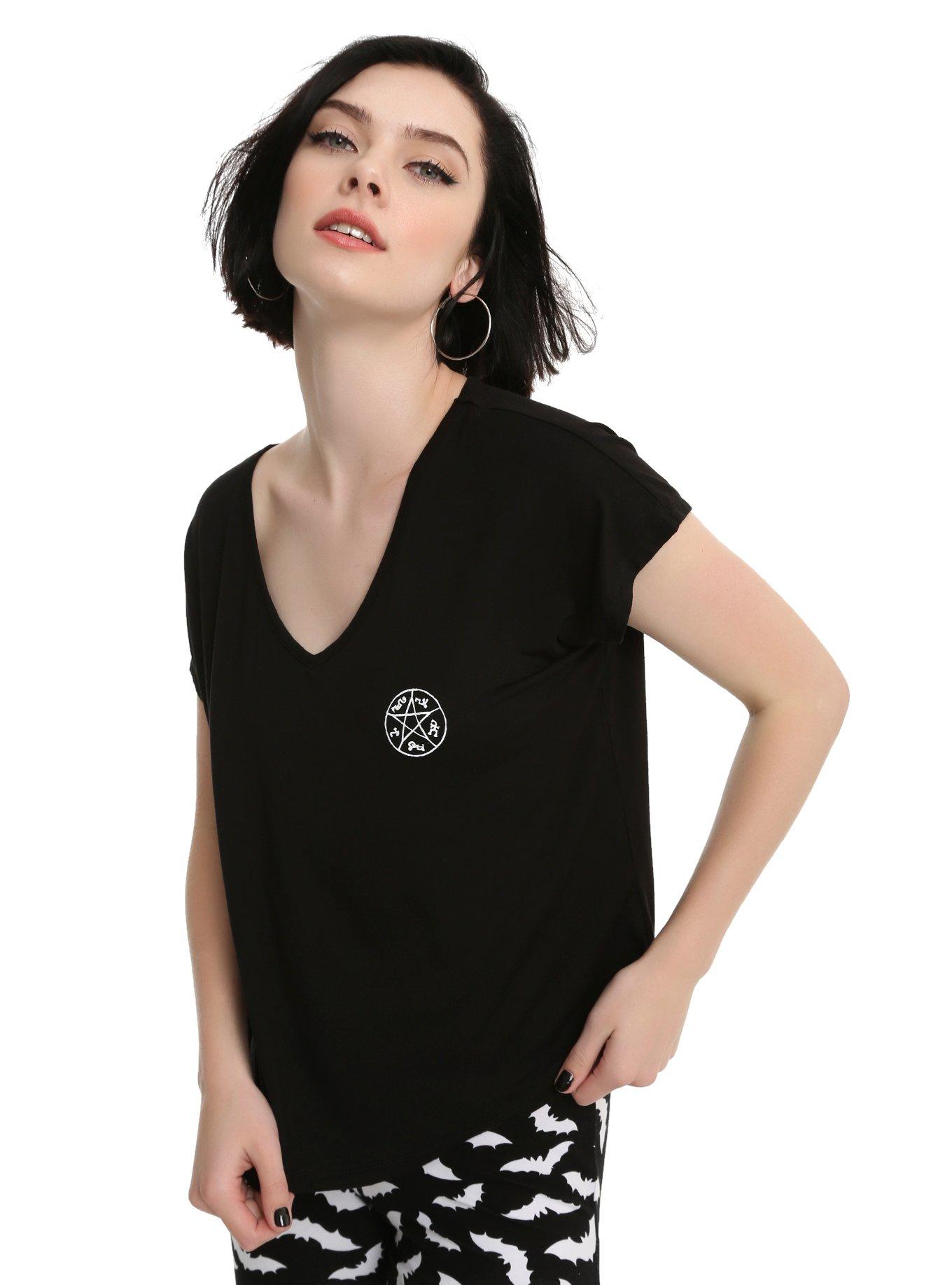 Supernatural Devil's Trap Symbol Girls Dolman Sleeve Top, BLACK, hi-res